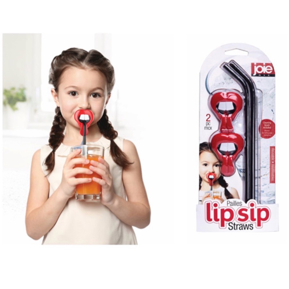 Joie Lip Sip Straws - Red and Black Set